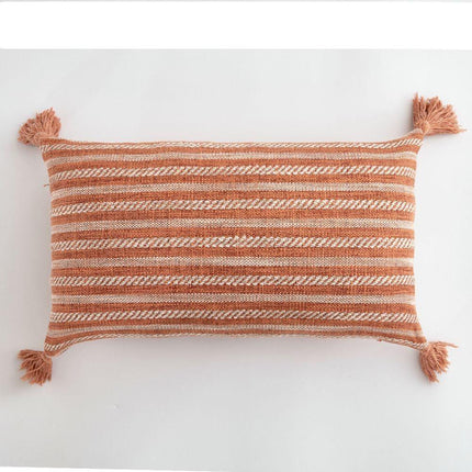 Chic Cream White Reversible Tassel Pillow Cover with Stylish Patterns