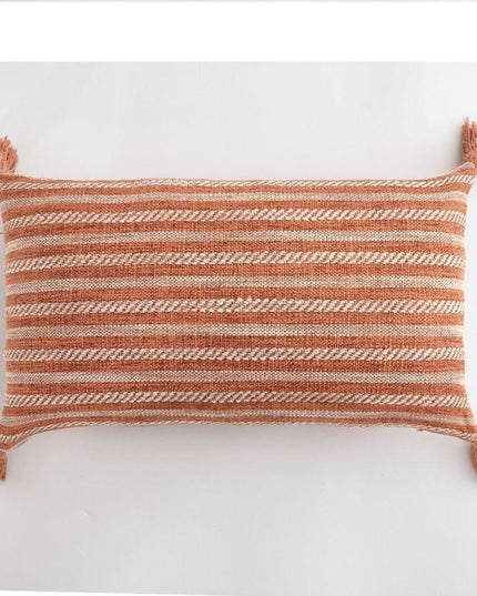 Chic Cream White Reversible Tassel Pillow Cover with Stylish Patterns