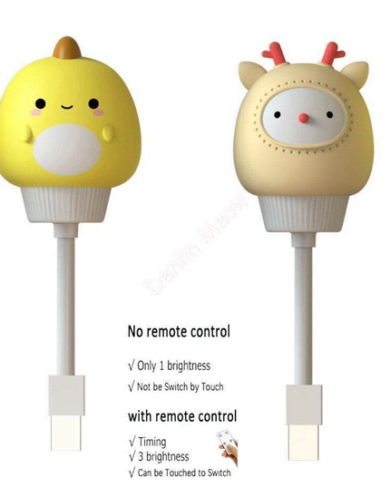 Enchanting Bunny LED Night Light with Cat Remote: Delightful Glow for Kids