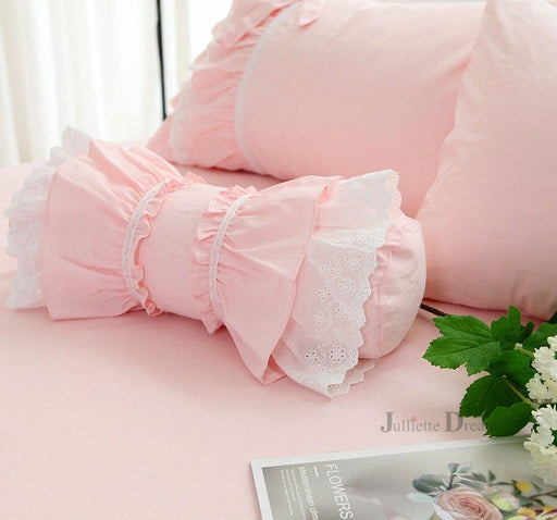 Elegant White Lace Embroidered Cushion Set