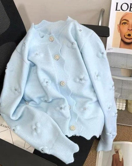 Timeless Elegance Vintage Knit Coat with Detailed Embroidery