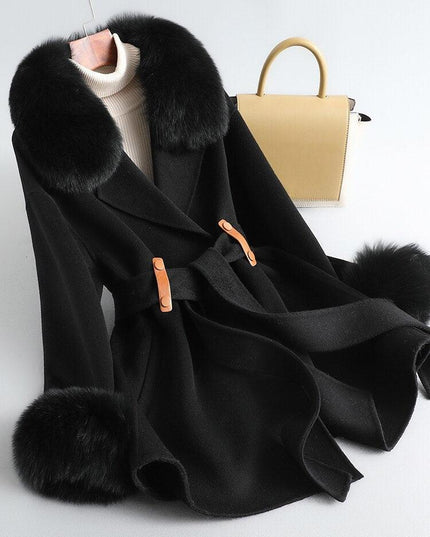 Lavish Cashmere and Fox Fur Winter Coat - A Statement of Timeless Elegance