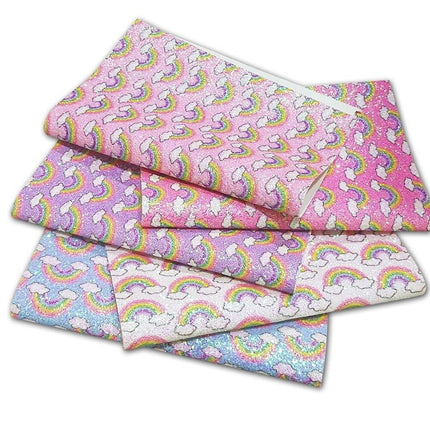 Vibrant Rainbow Faux Leather Sheets: Colorful Crafting Material for Creative Projects