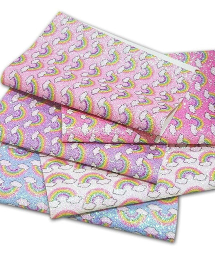 Vibrant Rainbow Faux Leather Sheets: Colorful Crafting Material for Creative Projects