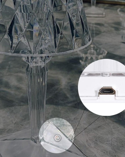 Sleek LED Table Lamp with Crystal Accents and Nightlight Feature