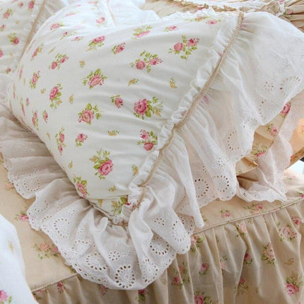 Elegant European Lace Ruffle Pillowcase - Classic White Luxury