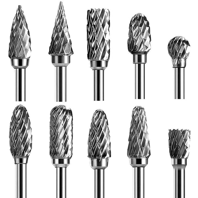 Tungsten Carbide Burr Set for Woodworking: 10-Piece Precision Tool Kit