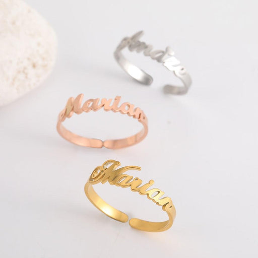 Customizable Stainless Steel Dual Name Band Rings for Couples