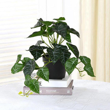 Realistic Green Turtle Leaf Faux Plant for Home and Garden Decoration