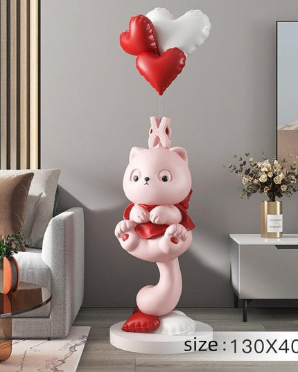 Charming Handmade Long-Tailed Cat Figurine for Elegant Home Accent