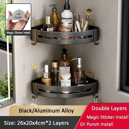Stylish No-Drill Aluminum Corner Shelf for Easy Installation
