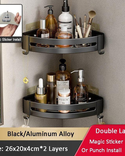 Stylish No-Drill Aluminum Corner Shelf for Easy Installation