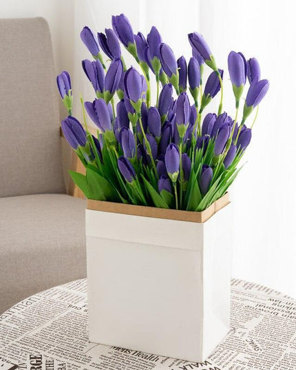 Lively Crimson Mini Tulip Faux Flower Bouquet - Quick Shipping Included