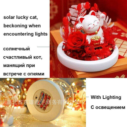 Eternal Romance - Glass Enchantment with Preserved Roses and LED Lights