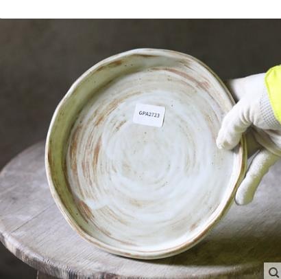 Zen Serenity Japanese Artisan Pottery Serving Tray - Rustic Wood-Fired Dinnerware