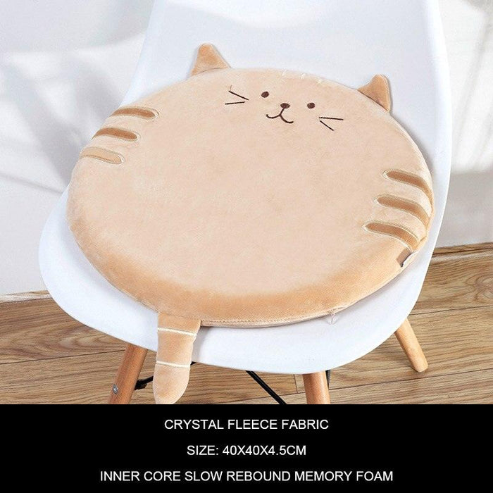 Cute Cat Cushion Round Memory Foam Desk Office Chair Cartoon Seat Cushions
