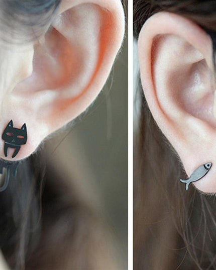 Adorable Sterling Silver Catfish Dangle Earrings for Feline Enthusiasts