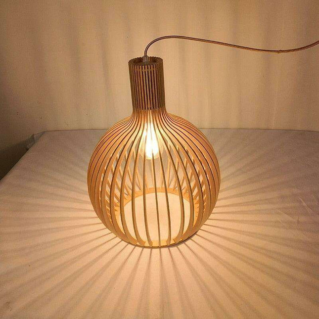Nordic Elegance Wooden Pendant Light in Soft Shades
