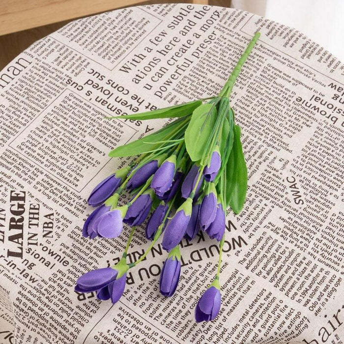 Sunny Yellow Tulip Silk Flower Bouquet - 21 Realistic Artificial Blooms for Elegant Home Decor