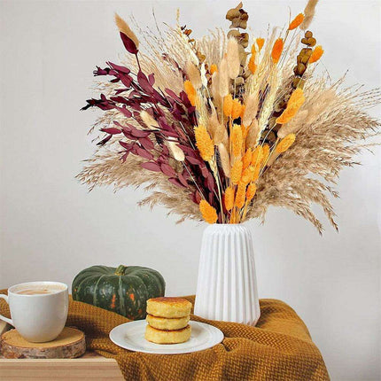 Autumn Harmony: Premium 100-Piece Dried Pampas Grass Collection for Elegant Home Decor