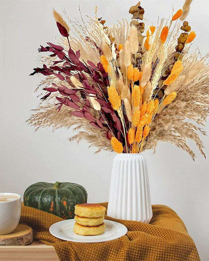Autumn Harmony: Premium 100-Piece Dried Pampas Grass Collection for Elegant Home Decor