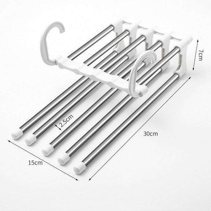 Versatile 5-in-1 Telescoping Stainless Steel Trouser Organizer for Closet
