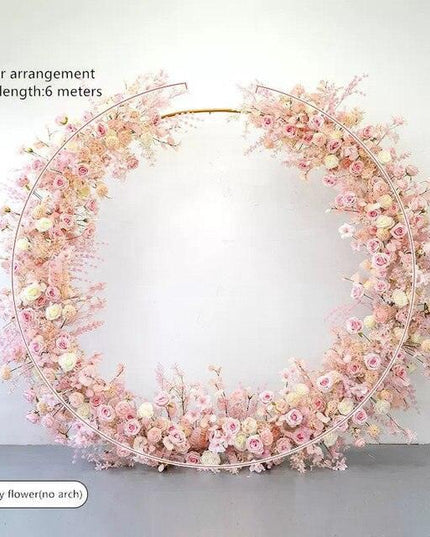 Charming Pink Floral Wedding Arch Set for Enchanting Decor Makeover