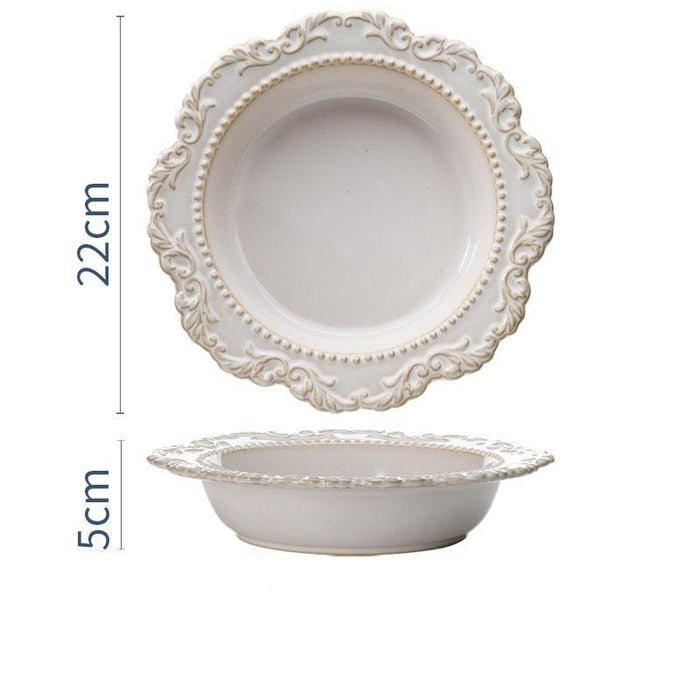 Baroque Elegance Ceramic Dinner Plate Set - Exquisite Dining Upgrade
