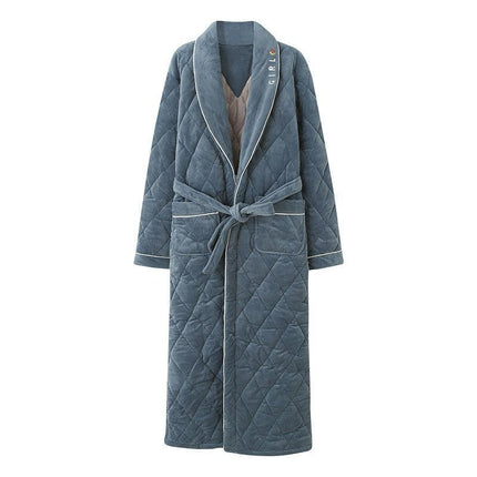 Men's Luxury Terry Plaid Winter Robe - Botanica Collection