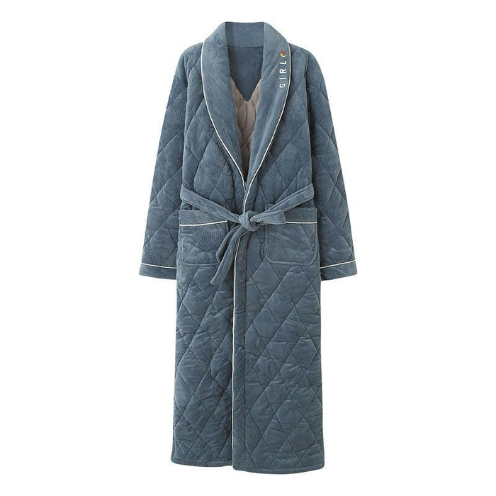 Luxury Botanica Men's Terry Long Robe - Premium Men's Plaid Winter Bathrobe
