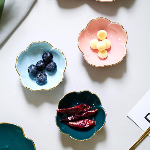 Elegant Cherry Blossom Ceramic Seasoning and Trinket Dishes for Sophisticated Dining Experience