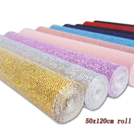 Golden Glittered Checkered Fabric Roll - Ignite Your Artistic Inspiration