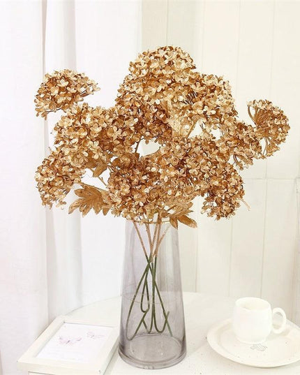 Glamorous Golden Leaf Display: Handcrafted Faux Greenery for Luxurious Home Styling and Celebratory Occasions