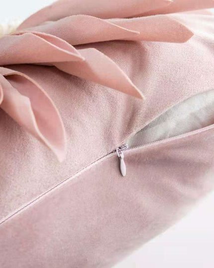 Pink and White Floral Velvet Tufted Throw Pillow Set with Fringe Trimming