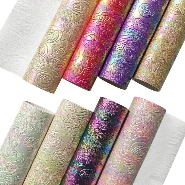 Elegant Rose Embossed Faux Leather Craft Sheets for Creative Projects