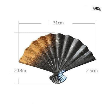 Elegant Handcrafted Fan-Shaped Ceramic Dining Plate