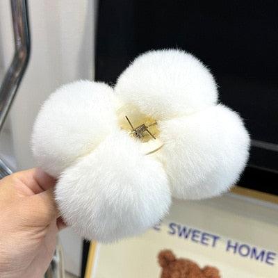 Luxe Rabbit Fur Shark Clip - Chic Hair Claw Accessory