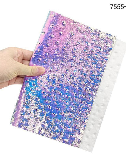 Iridescent Holographic Faux Leather Crafting Sheet with Snake Skin Embossing