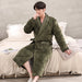 Winter Warmth Men's Flannel Kimono Bathrobe - Quilted Long Robe for Cozy Nights