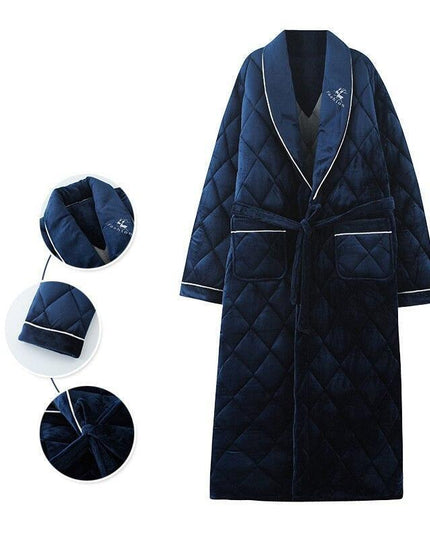 Plush Comfort Plus Size Men's Cotton Flannel Bathrobe for Winter Relaxation