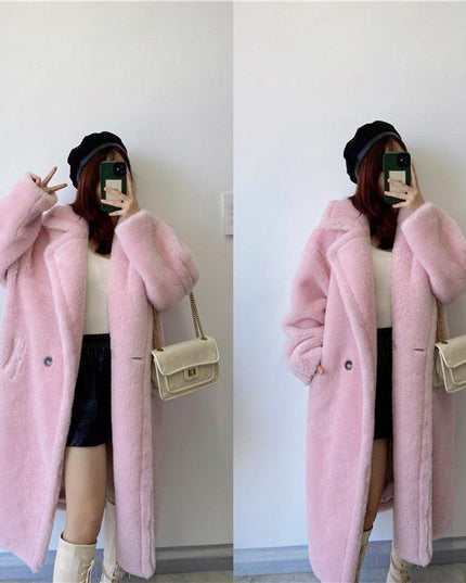 Chic Sophisticated Winter Overcoat: Authentic Lamb Fur Luxury