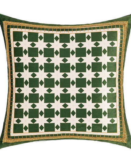 Reversible Velvet Cushion Cover with Lush Greenery and Moss Motif