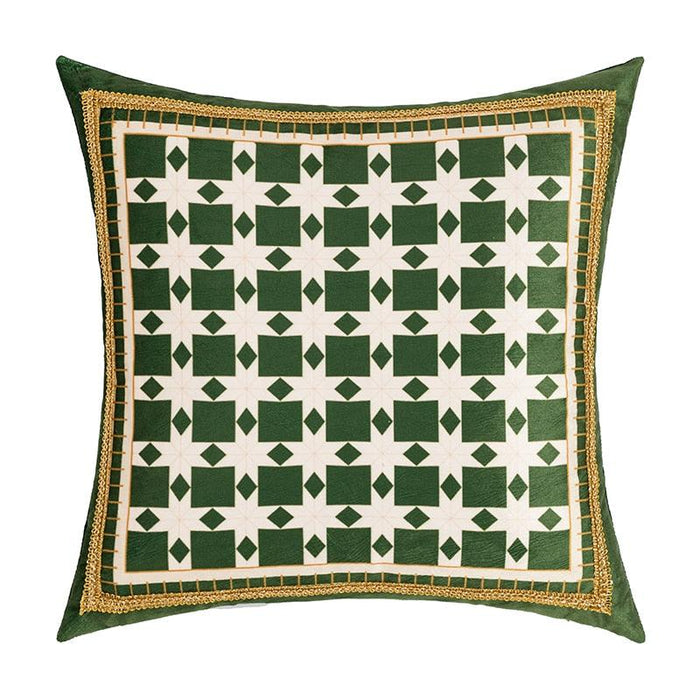 Green Leaves Moss Printed Velvet Cushion Cover with Reversible Design