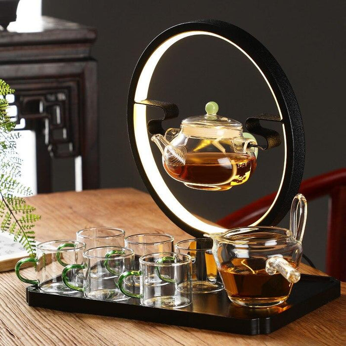 Rotating Lid Kungfu Zen Tea Set with Lazy Pouring Pot