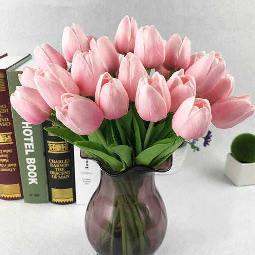 Real Touch Tulip Flower Bundle - Set of 10 for Wedding and Home Decoration