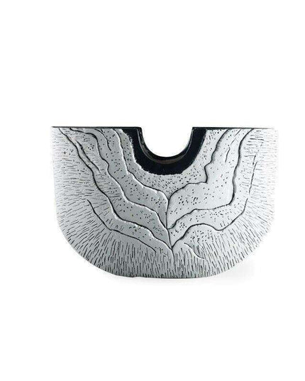 Elegant U-Shaped Floral Resin Vase with Contemporary Ceramic Aesthetic