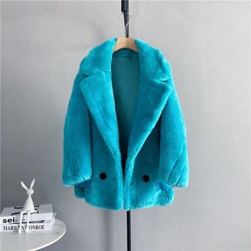 Luxe Elegance Genuine Sheep Shearing Fur Winter Coat for Women: Embrace Opulent Warmth and Style
