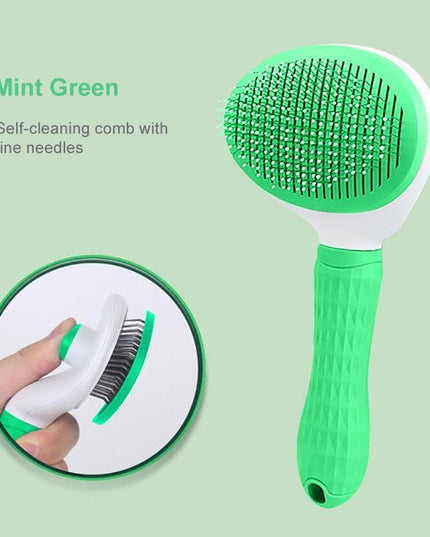 Ergonomic Long-Hair Dog Grooming Brush for Gentle Care
