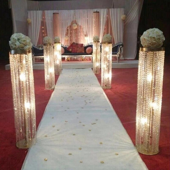 Elegant Crystal Wedding Centrepiece | Acrylic Event Pathway Decoration | 110cm Height