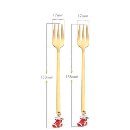Santa's Joyful Holiday Silverware Duo - Cheerful Spoon and Fork Set for Festive Feasts